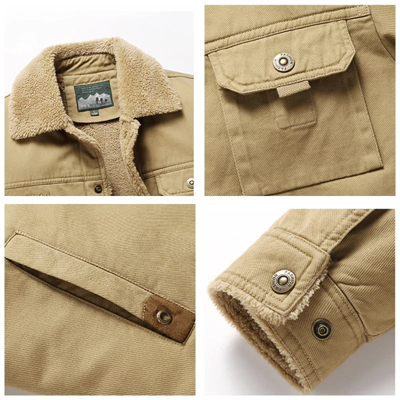 CHAIFENKO Men’s Fleece-Lined Jacket – Casual Autumn & Winter Warmth