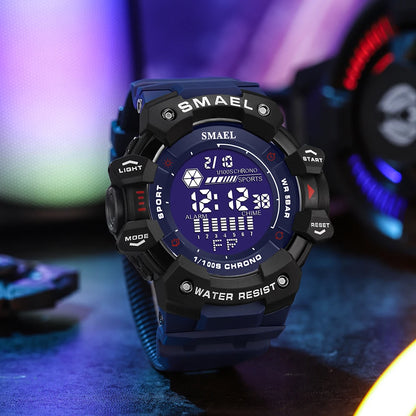 SMAEL 8050 Men’s Digital Sports Watch – Shock Resistant, Waterproof 5ATM, Multifunction LED Wristwatch