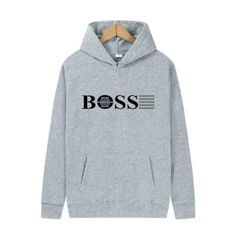 Men’s Casual Fleece Hoodie – Printed Design for Spring & Autumn