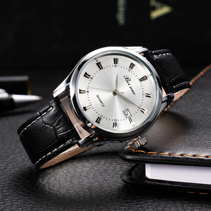 JBAILI Men’s Quartz Business Watch – Leather Band, Alloy Case, Elegant Casual Wristwatch