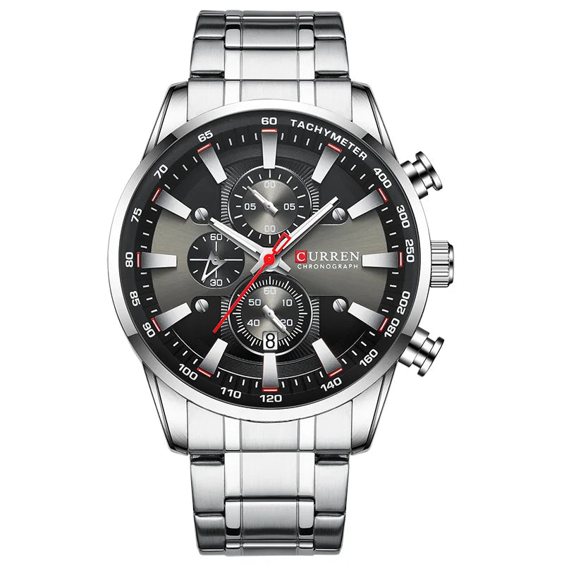 CURREN CUR8351 Men’s Luxury Chronograph Sport Watch – Stainless Steel, Waterproof, Quartz Movement