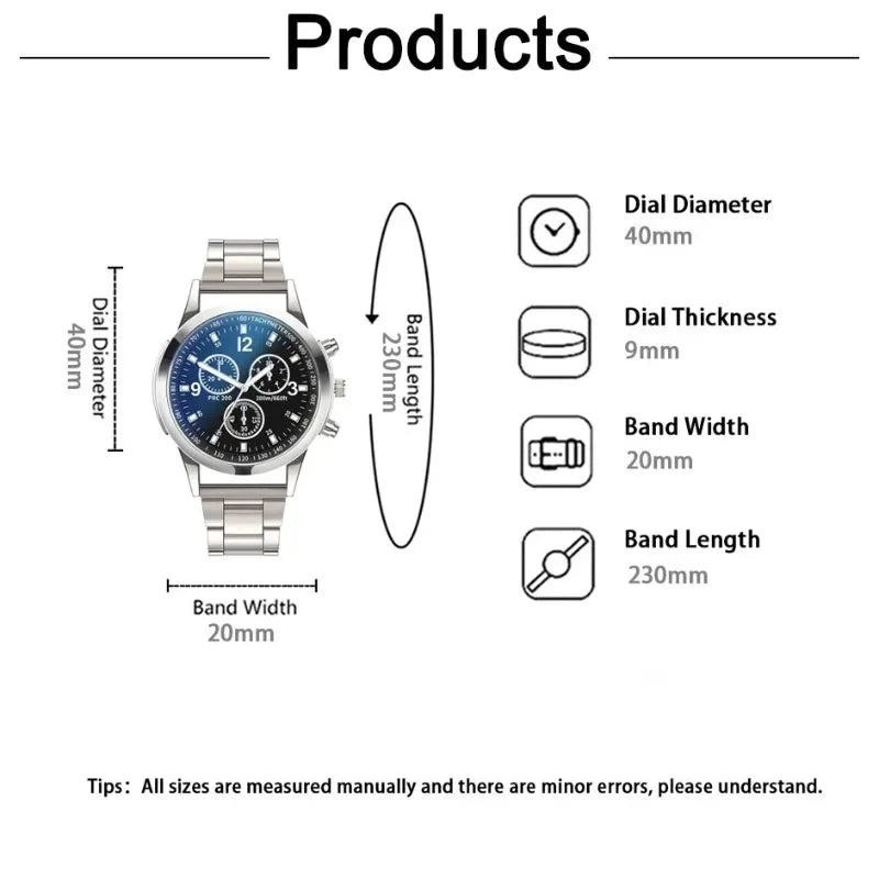 MOONBIFFY Men’s Quartz Wristwatch – Fashion & Casual Stainless Steel Watch