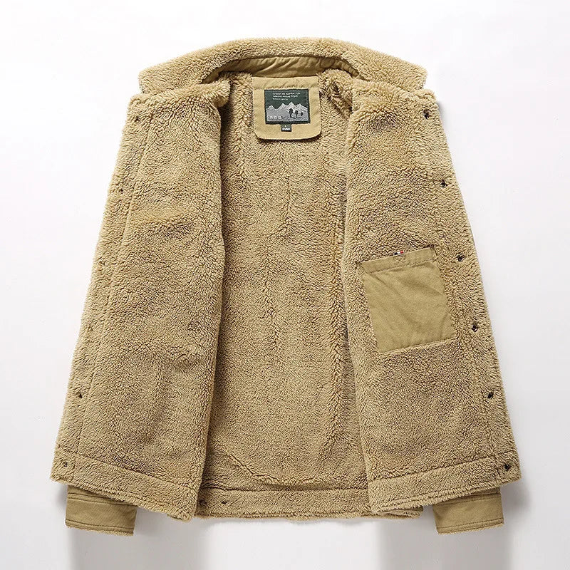 CHAIFENKO Men’s Fleece-Lined Jacket – Casual Autumn & Winter Warmth