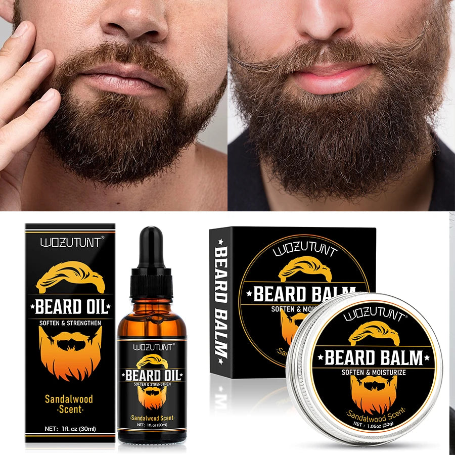 Lockmio Sandalwood Beard Care Set – 5-in-1 Grooming Kit
