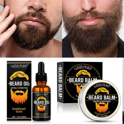 Lockmio Sandalwood Beard Care Set – 5-in-1 Grooming Kit