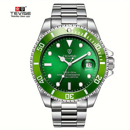 TEVISE 801A Automatic Mechanical Watch – Stainless Steel Fashion Wristwatch with Calendar & Luminous Display