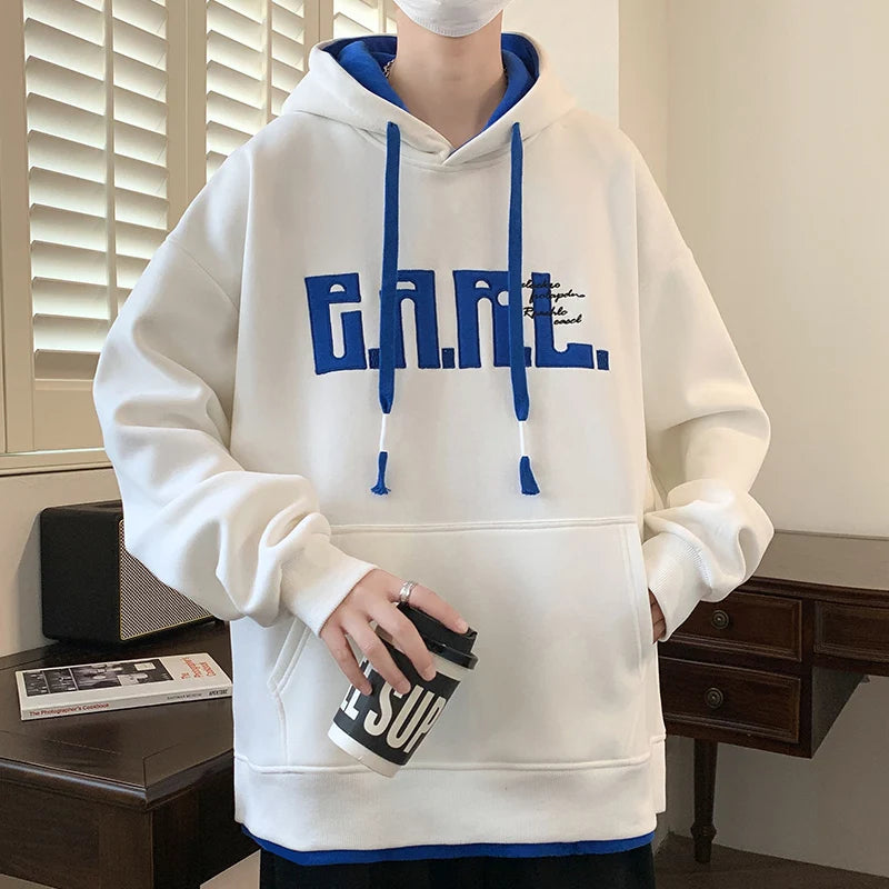 Men’s Casual Printed Hoodie – Loose Fit, Spring & Autumn Wear