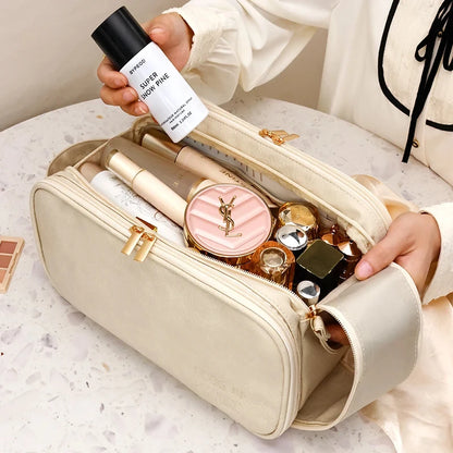 PU Leather Travel Makeup Bag – Large Capacity Waterproof Cosmetic Case