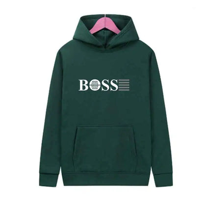 Men’s Casual Fleece Hoodie – Printed Design for Spring & Autumn