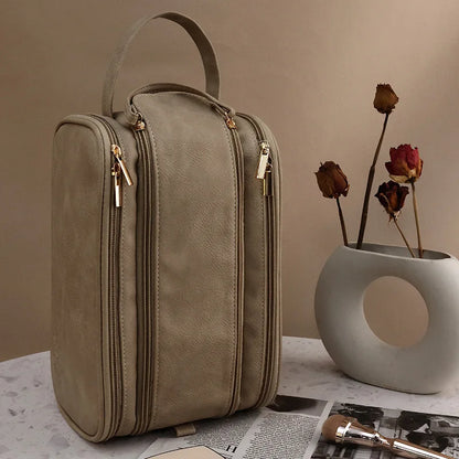 PU Leather Travel Makeup Bag – Large Capacity Waterproof Cosmetic Case