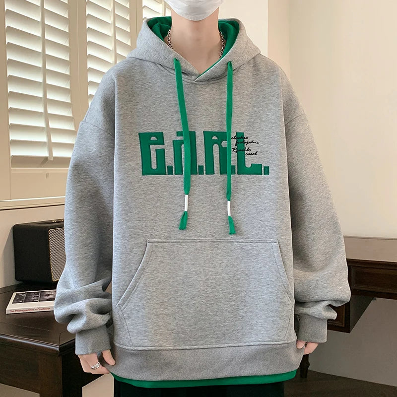Men’s Casual Printed Hoodie – Loose Fit, Spring & Autumn Wear