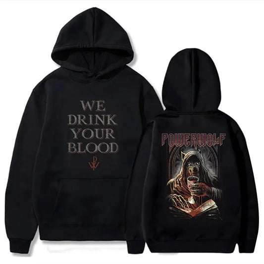 Men’s “Via Dolorosa” Powerwolf Hoodie – Oversize Vintage Streetwear Sweatshirt