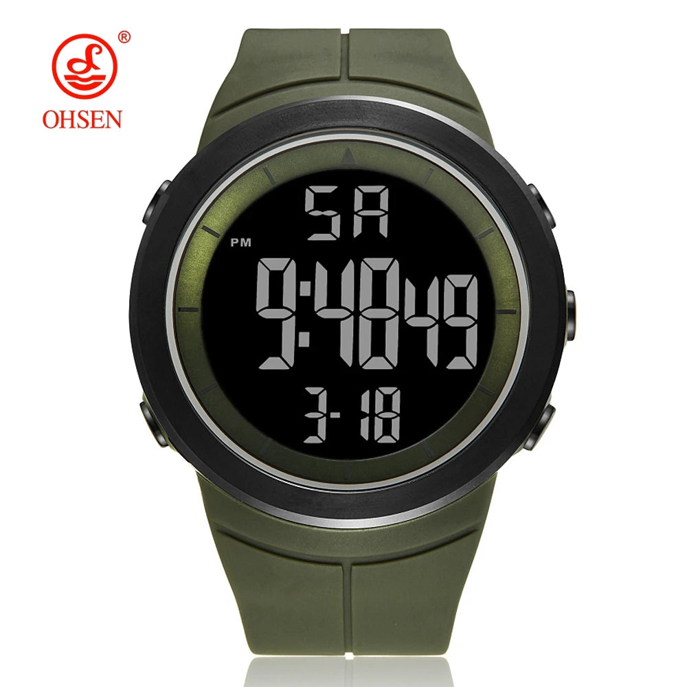 OHSEN 1805 Men’s Digital Sport Watch – 50M Waterproof, LED Display, Shock Resistant, Stopwatch, Alarm
