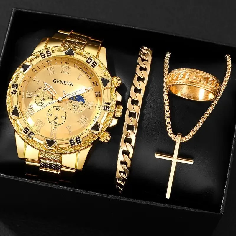MOONBIFFY Quartz Men’s Wristwatch – Alloy Case, Stylish Bracelet Clasp, Casual Fashion Watch