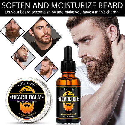 Lockmio Sandalwood Beard Care Set – 5-in-1 Grooming Kit