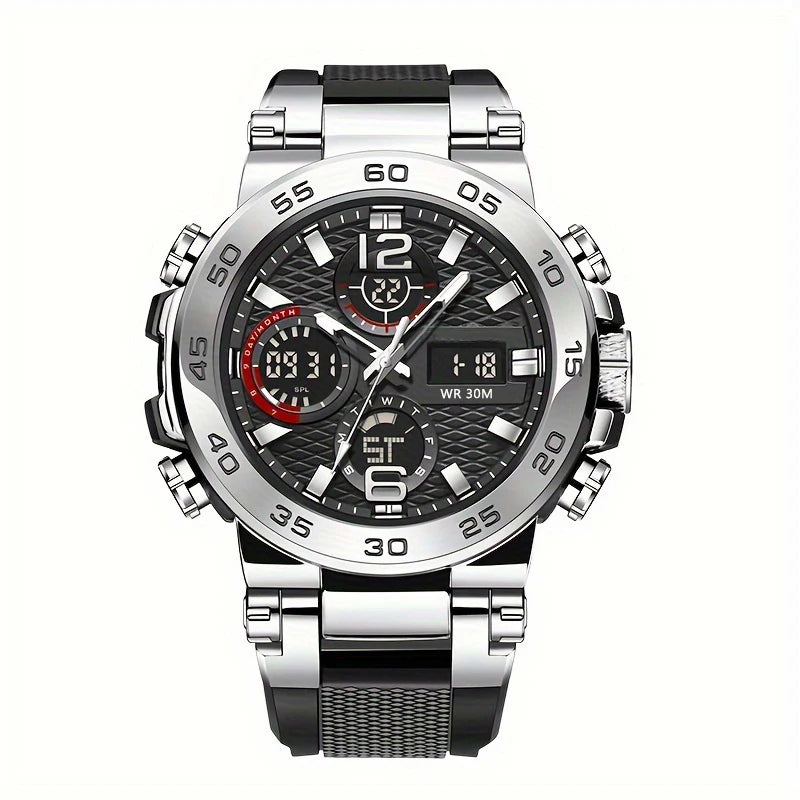 LSLONG Men’s Sport Watch – Analog-Digital Dual Display, 3ATM Waterproof, Chronograph, LED Backlight