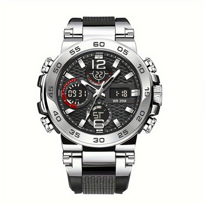 LSLONG Men’s Sport Watch – Analog-Digital Dual Display, 3ATM Waterproof, Chronograph, LED Backlight