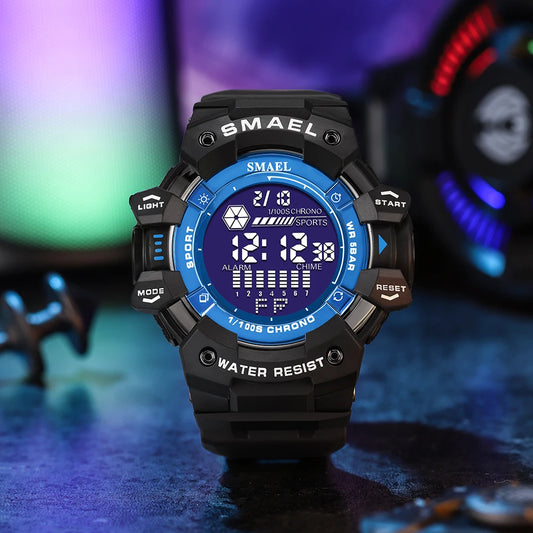 SMAEL 8050 Men’s Digital Sports Watch – Shock Resistant, Waterproof 5ATM, Multifunction LED Wristwatch