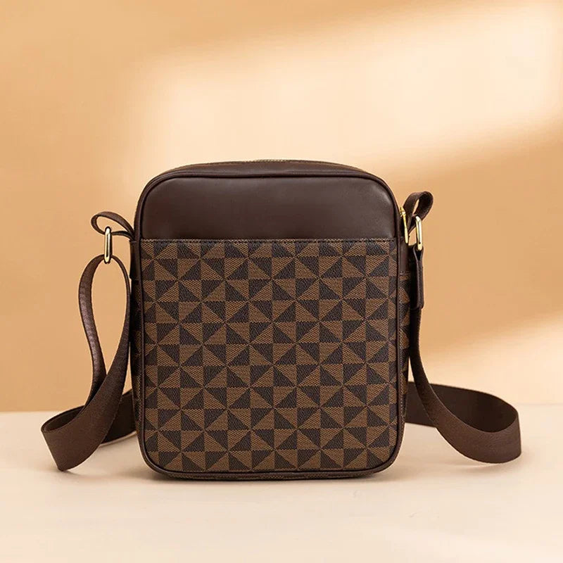 Geometric PU Leather Satchel Bag – Unisex Fashion Accessory