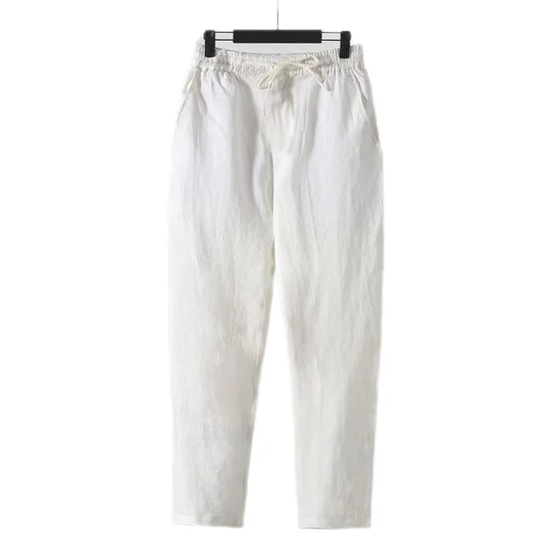 Men’s Smart Casual Elastic Waist Pants – Lightweight Ankle-Length