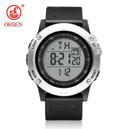 OHSEN Men’s Digital Sport Watch – Waterproof 50M, Shock Resistant, LED Backlight, Stopwatch, Alarm