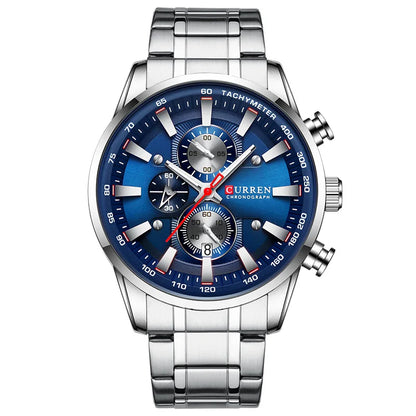 CURREN CUR8351 Men’s Luxury Chronograph Sport Watch – Stainless Steel, Waterproof, Quartz Movement
