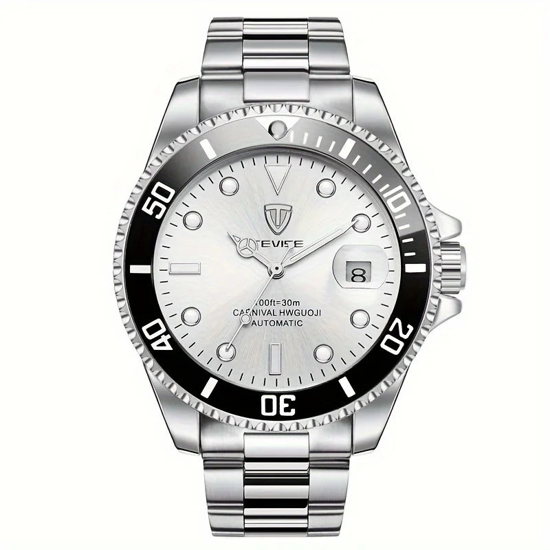 TEVISE 801A Automatic Mechanical Watch – Stainless Steel Fashion Wristwatch with Calendar & Luminous Display