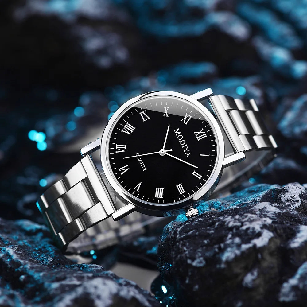 MOONBIFFY Men’s Fashion Quartz Watch – Stainless Steel Band