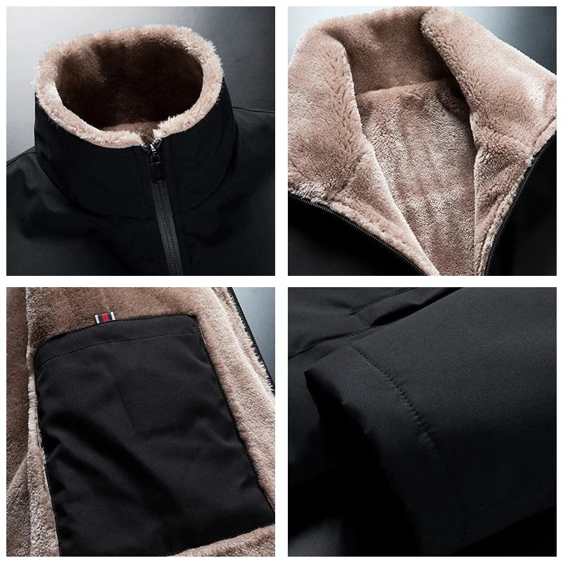 CHAIFENKO Men’s Fleece-Lined Casual Jacket – Autumn & Winter Warmth