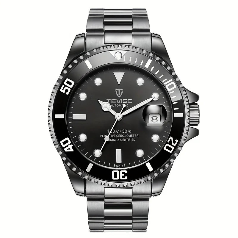 TEVISE 801A Automatic Mechanical Watch – Stainless Steel Fashion Wristwatch with Calendar & Luminous Display