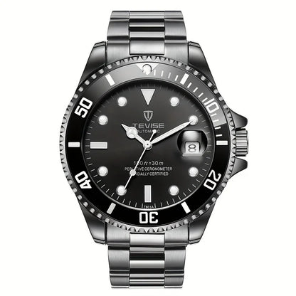 TEVISE 801A Automatic Mechanical Watch – Stainless Steel Fashion Wristwatch with Calendar & Luminous Display