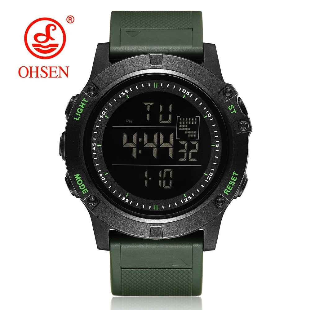 OHSEN Men’s Digital Sport Watch – Waterproof 50M, Shock Resistant, LED Backlight, Stopwatch, Alarm