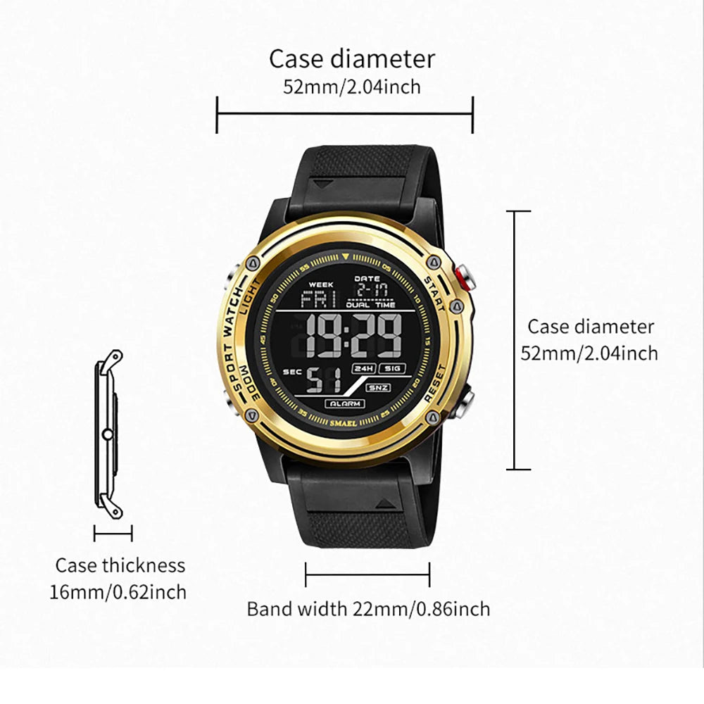 SMAEL 8125 Men’s Military Sports Watch – LED Digital Waterproof Army Wristwatch