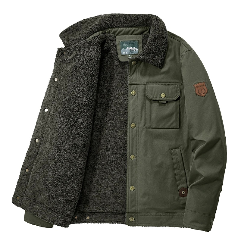 CHAIFENKO Men’s Fleece-Lined Jacket – Casual Autumn & Winter Warmth