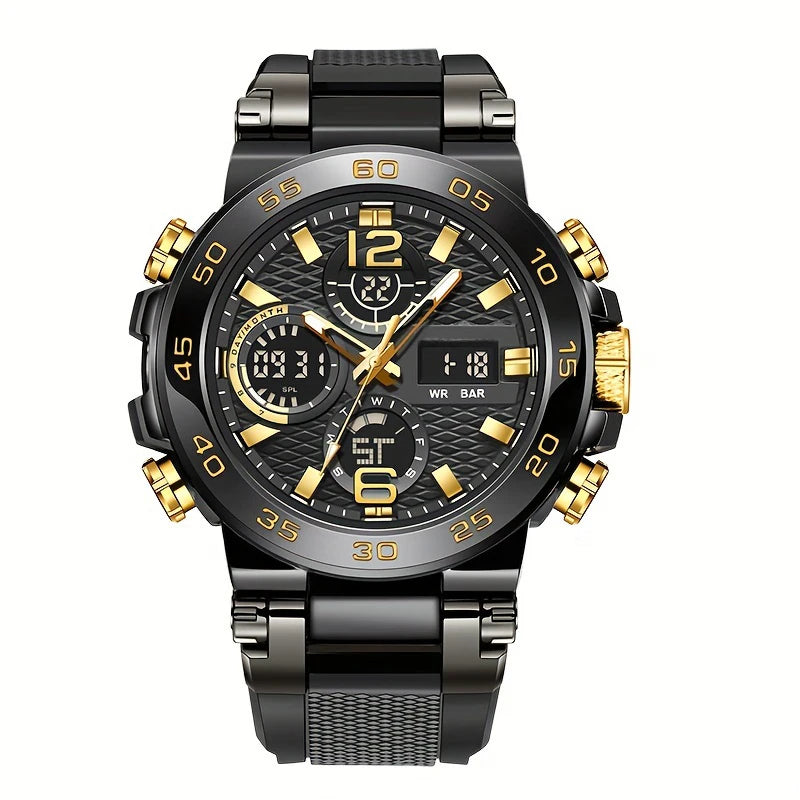 LSLONG Men’s Sport Watch – Analog-Digital Dual Display, 3ATM Waterproof, Chronograph, LED Backlight