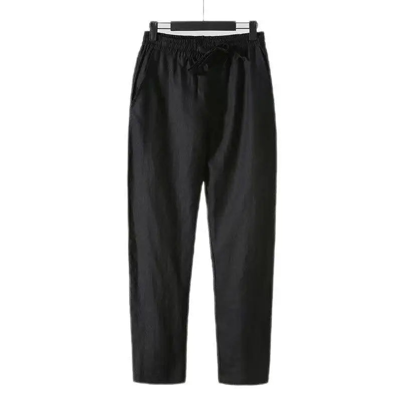 Men’s Smart Casual Elastic Waist Pants – Lightweight Ankle-Length