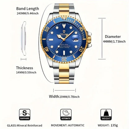 TEVISE 801A Automatic Mechanical Watch – Stainless Steel Fashion Wristwatch with Calendar & Luminous Display