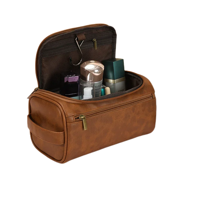 Vintage PU Leather Cosmetic Bag – Large Capacity, Waterproof & Travel-Friendly