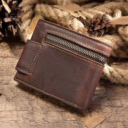 Okli-Rsoe Men’s Genuine Leather Wallet – Vintage Short Organizer