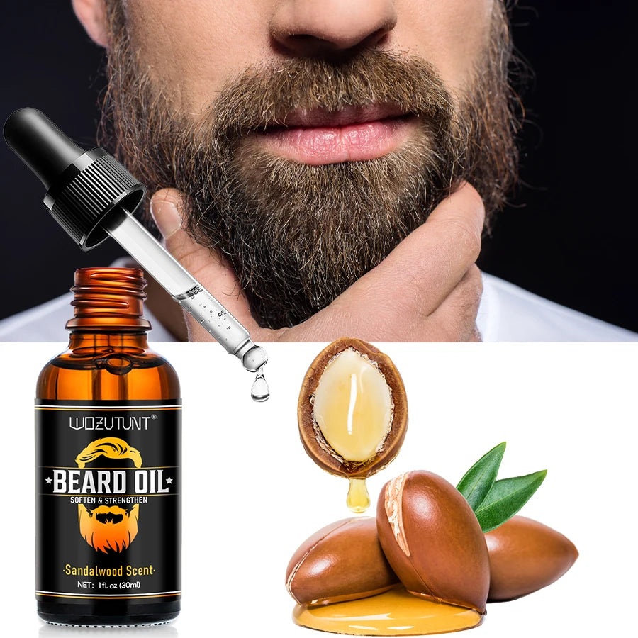 Lockmio Sandalwood Beard Care Set – 5-in-1 Grooming Kit