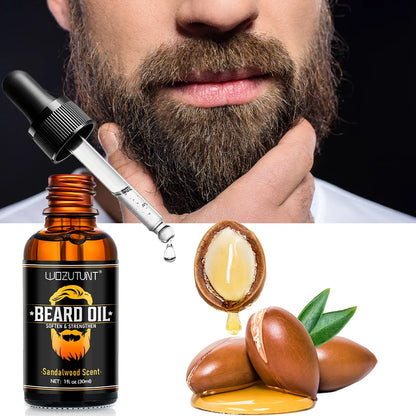 Lockmio Sandalwood Beard Care Set – 5-in-1 Grooming Kit