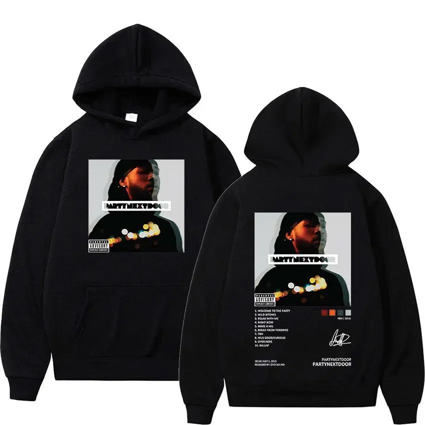 Men’s Music Album Hoodie – Hip-Hop Retro Gothic Sweatshirt with Hood