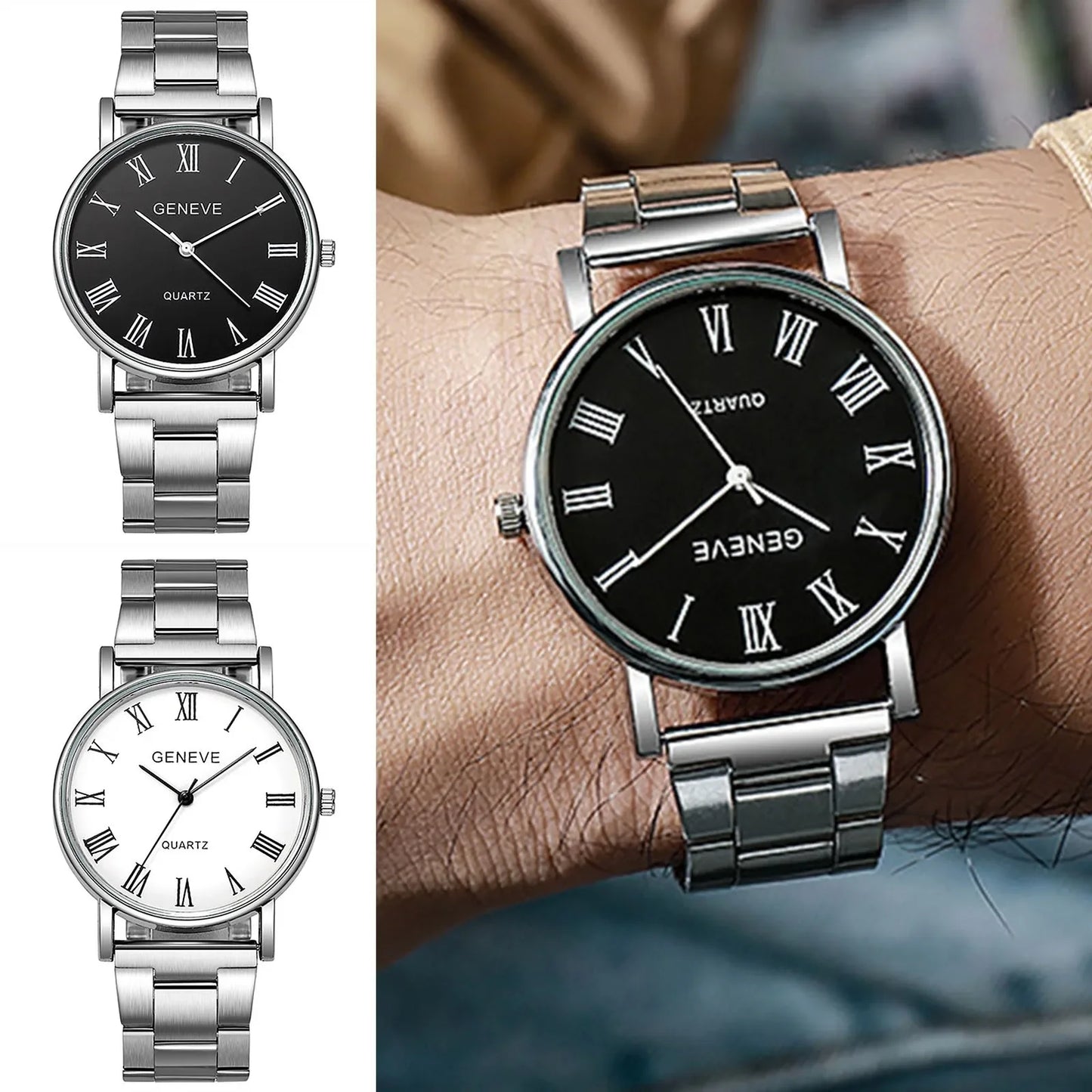 MOONBIFFY Men’s Fashion Quartz Watch – Stainless Steel Band
