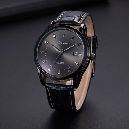 JBAILI Men’s Quartz Business Watch – Leather Band, Alloy Case, Elegant Casual Wristwatch