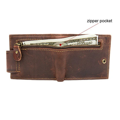Okli-Rsoe Men’s Genuine Leather Wallet – Vintage Short Organizer
