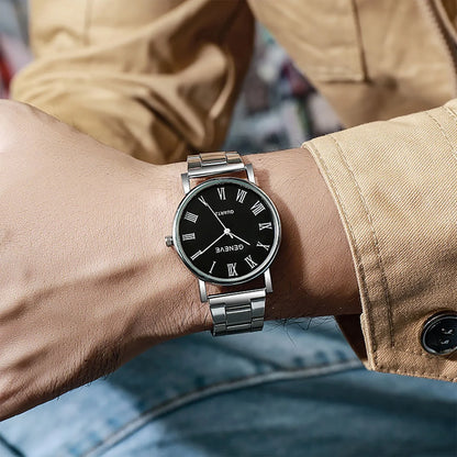 MOONBIFFY Men’s Fashion Quartz Watch – Stainless Steel Band