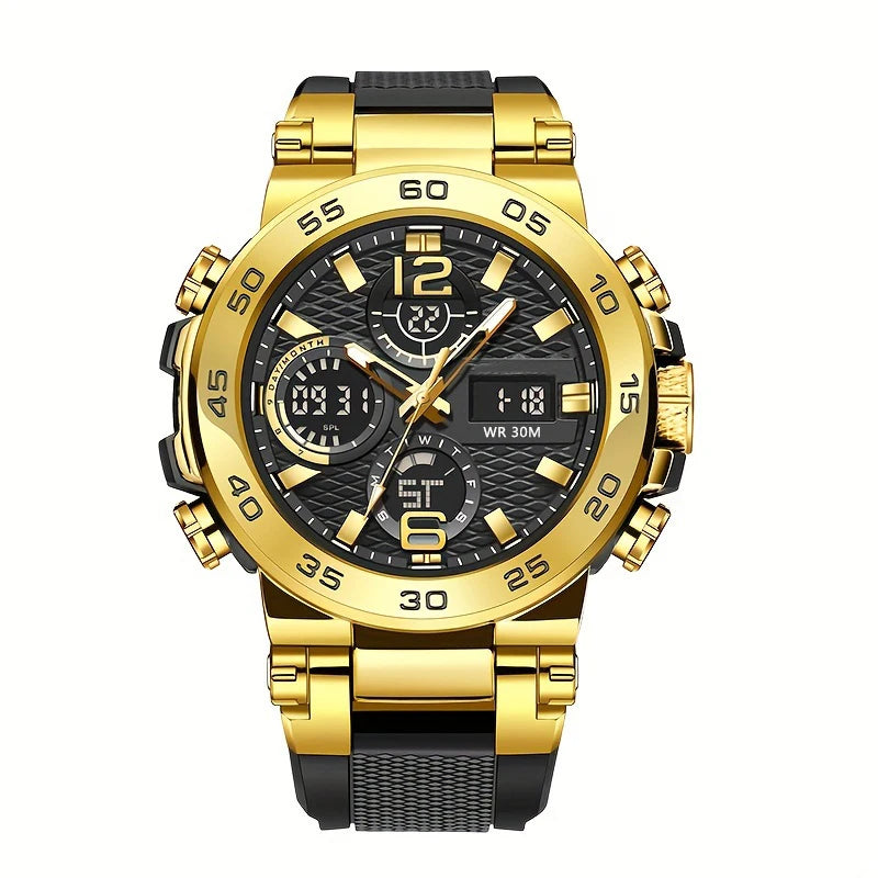 LSLONG Men’s Sport Watch – Analog-Digital Dual Display, 3ATM Waterproof, Chronograph, LED Backlight