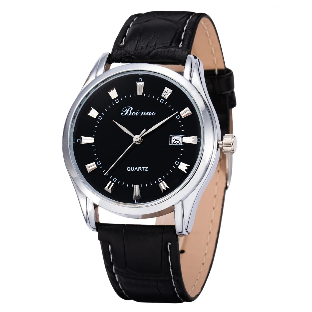 JBAILI Men’s Quartz Business Watch – Leather Band, Alloy Case, Elegant Casual Wristwatch