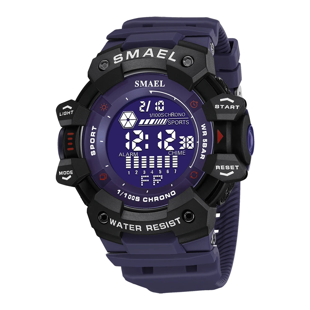 SMAEL 8050 Men’s Digital Sports Watch – Shock Resistant, Waterproof 5ATM, Multifunction LED Wristwatch