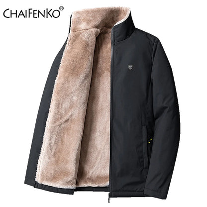 CHAIFENKO Men’s Fleece-Lined Casual Jacket – Autumn & Winter Warmth